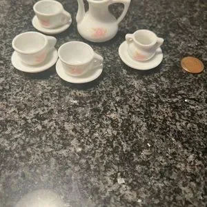 Design | Miniature Teacups And Saucers A Tea Pot And Creamer Dishrose ...